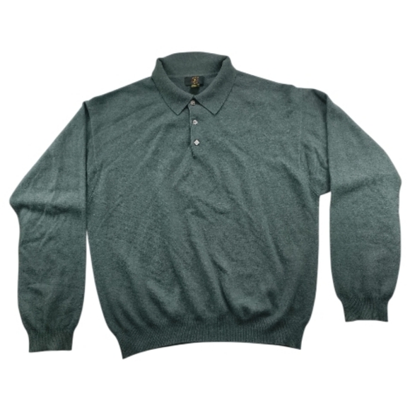 Club Room Other - Club Room Forest Green Cashmere Sweater Mens L Button Minimalist Polo